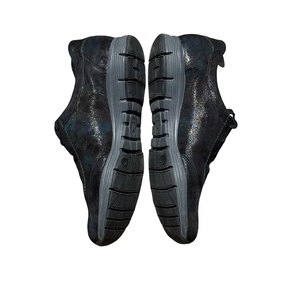 Mephisto Yael Run Off Women's 11 Black Suede Iridescent Metallic Sneakers‎ Shoes